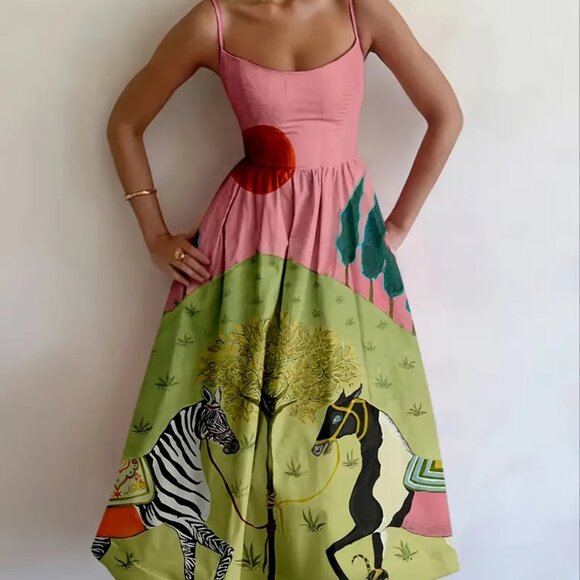 Zebra & Horse Cami Dress - Picture 1 of 3